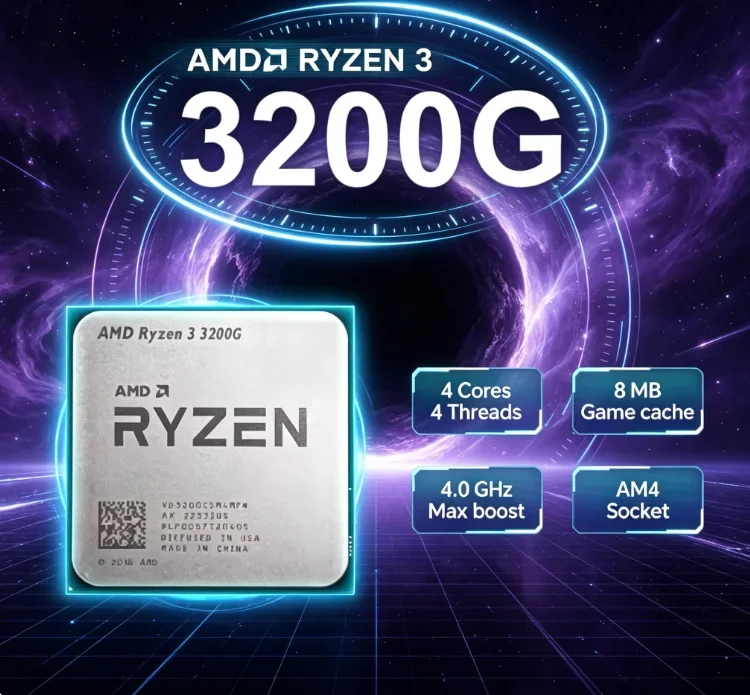 AMD 3200G Student Office CPU 4 Core 4 Thread 3.6GHz Max 4.0GHz 4MB 65W AM4 No Fan Can Use Virtual Desktop Remote Access