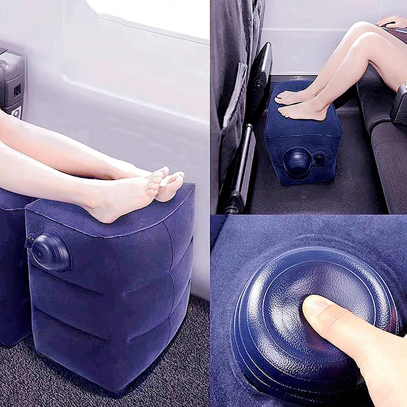 Almohada de viaje inflable, reposapiés para niños, coche, avión, cama para dormir, soporte para piernas, almohada reposapiés ajustable en altura para viajes largos