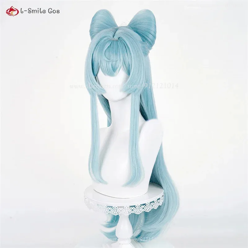 جينشين تأثير Yumemiruki Mizuki شعر مستعار تأثيري 78 سنتيمتر الباروكات مع ربطة القوس فيونكة مقاومة للحرارة الاصطناعية الشعر تأثيري أنيمي ازياء شعر مستعار