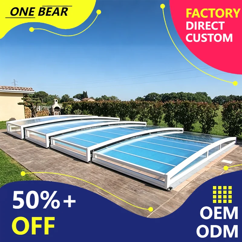 Any Size Custom Light Weight Aluminum Expandable Pool Cover Easy Use Strong Light Isolate Private Yard Pool Daily Protect Shell