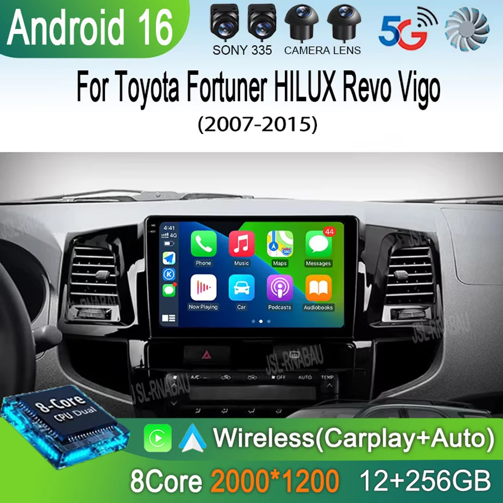 

Автомагнитола Android 16 с CarPlay для Toyota Fortuner, HILUX Revo, Vigo 2007-2015, видеоплеер, навигация GPS, камера 360°