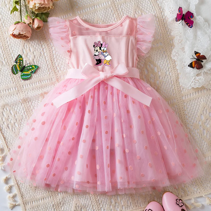 

Mickey Minnie Mouse 2-6Y Baby Girl Dress Princess Mesh Skirt Wedding Party Dresses Summer Sleeveless for Girls Summer