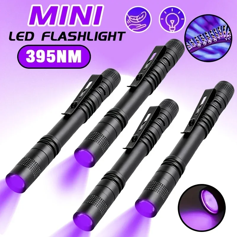 395nm UV-Taschenlampe Ultraviolettes Licht, Haustier-Urin-Detektor Skorpion-Finder, Tragbare UV-Lampe mit Stiftclip, Verwendet AAA-Batterien