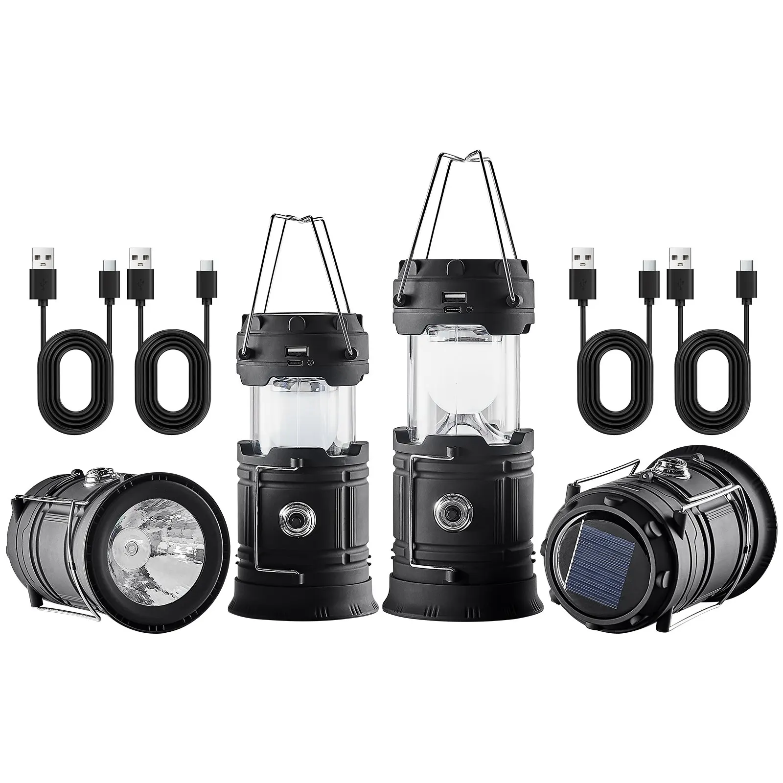 Lampu Berkemah LED Lampu Portabel yang Dapat Diisi Ulang Sebagai Bank Baterai 4 Buah