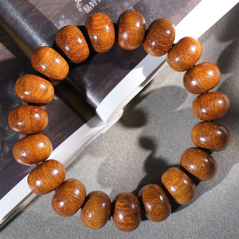 Indonesian Rosewood Abacus DIY Bead Bracelet with Irregular Shaped Beads, Small Wooden Hand Ornament, Praye
