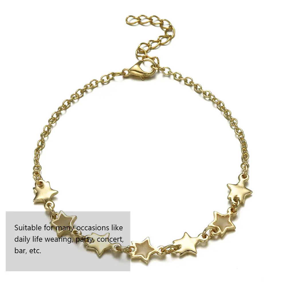 

2 pcs Luminous Star Bracelet Alloy Hand Jewelry Simple Adjustable Bangle For Daily Party Wear Unique Lovers Gift Creative