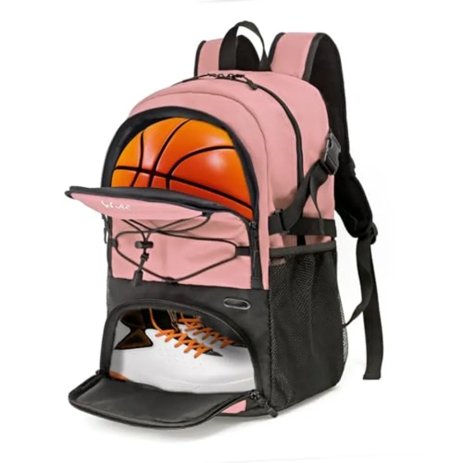Basketball Backpack Large Sports Bag with Separate Ball Holder and Shoes Compartment Best for Basketball Soccer Gym