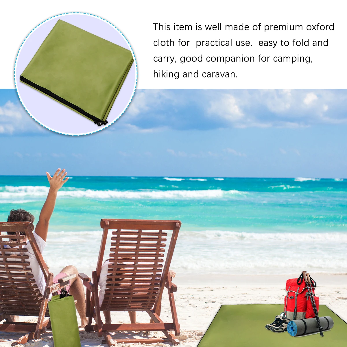 

1pc 300X300Cm Waterproof Anti-Damp Mat Oxford Cloth Lightweight Ground Cover For Camping Hiking Beach Outdoor Blanket Portable