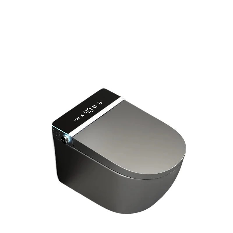 

European and American standard dark gray bathroom fixtures, ceramic wall mounted smart bathroom with back wall
