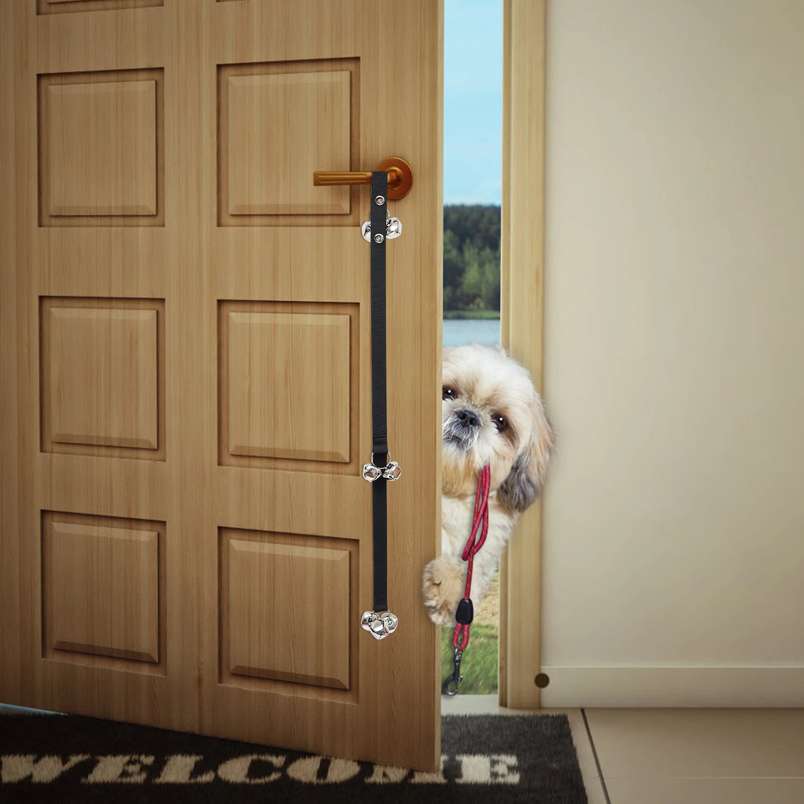 

1pc Pet Doorbell Rope Durable Aluminum Alloy Dog Bell Traction Rope Loud Wearable Band Comfortable Escapte Prevention