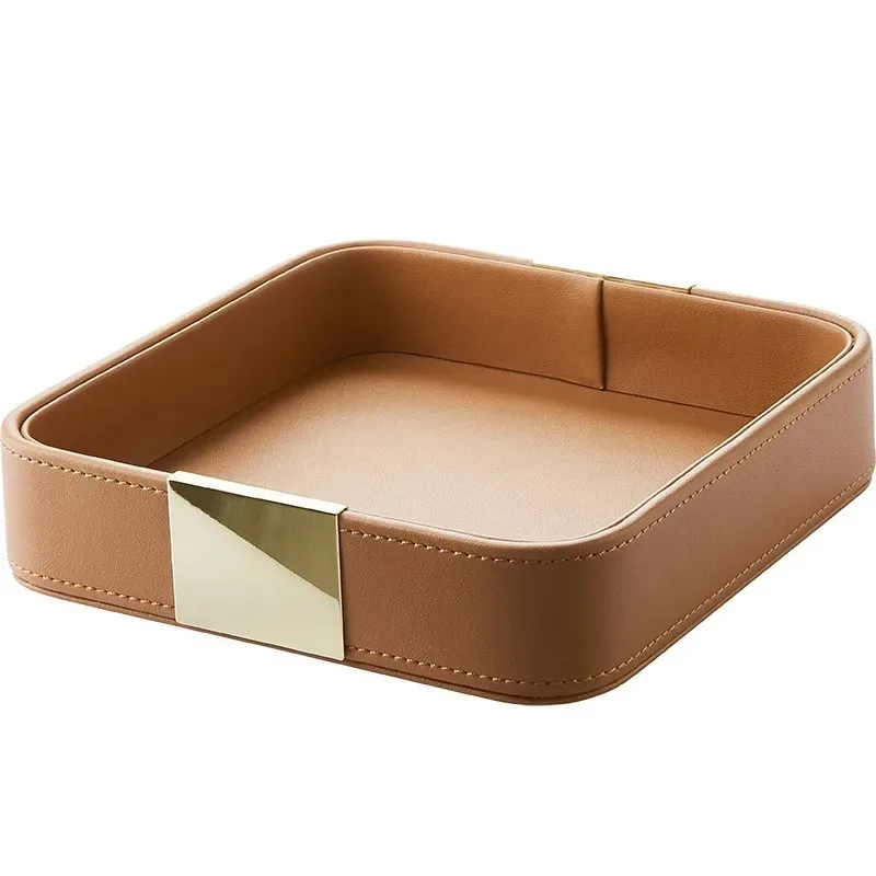 Light Luxury PU Leather Storage Portable Makeup Organizer Storage Jewelry Ring Dish Entrance Key Holder Sundry Tray Jewellry