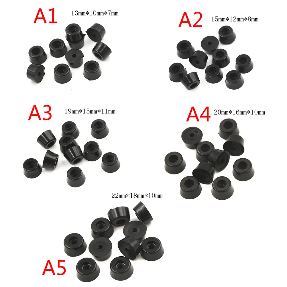 10pc Black Anti slip furniture legs Feet Speaker Cabinet bed Table Box Conical rubber shock pad floor protector Furniture Part image 2