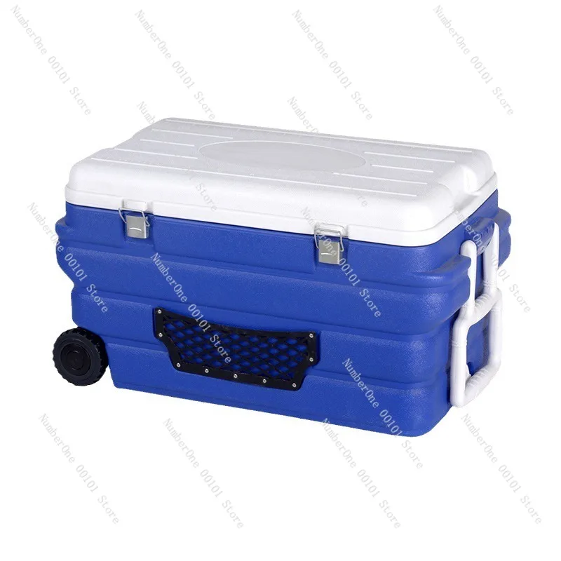 90-Liter / 100L Insulated Box with Wheels, Refrigerated Box for Fast Food Delivery, Food Preservation Fishing Box Outdoor Use