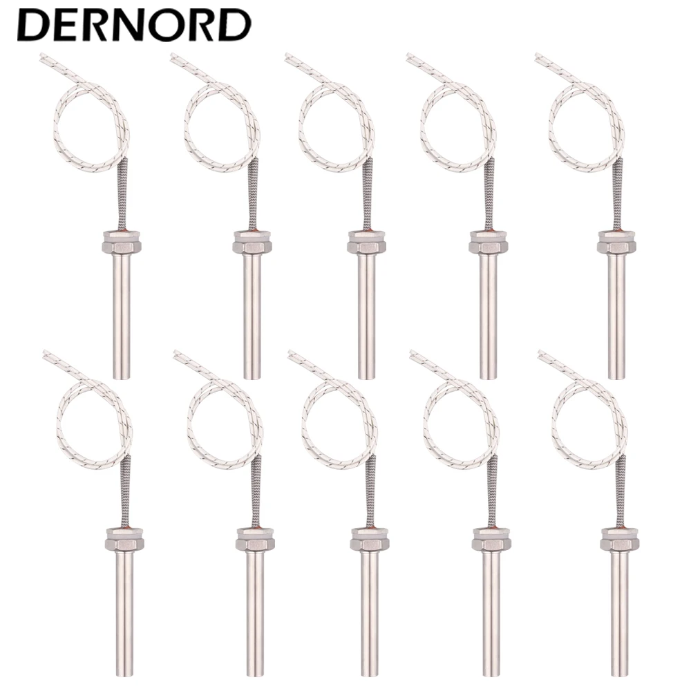 DERNORD Cartridge Heater 10pcs / 5pcs/ 2pcs  50w/100w/150w Thread M16 Electric Hot Tube Immersion Heating Element 12v