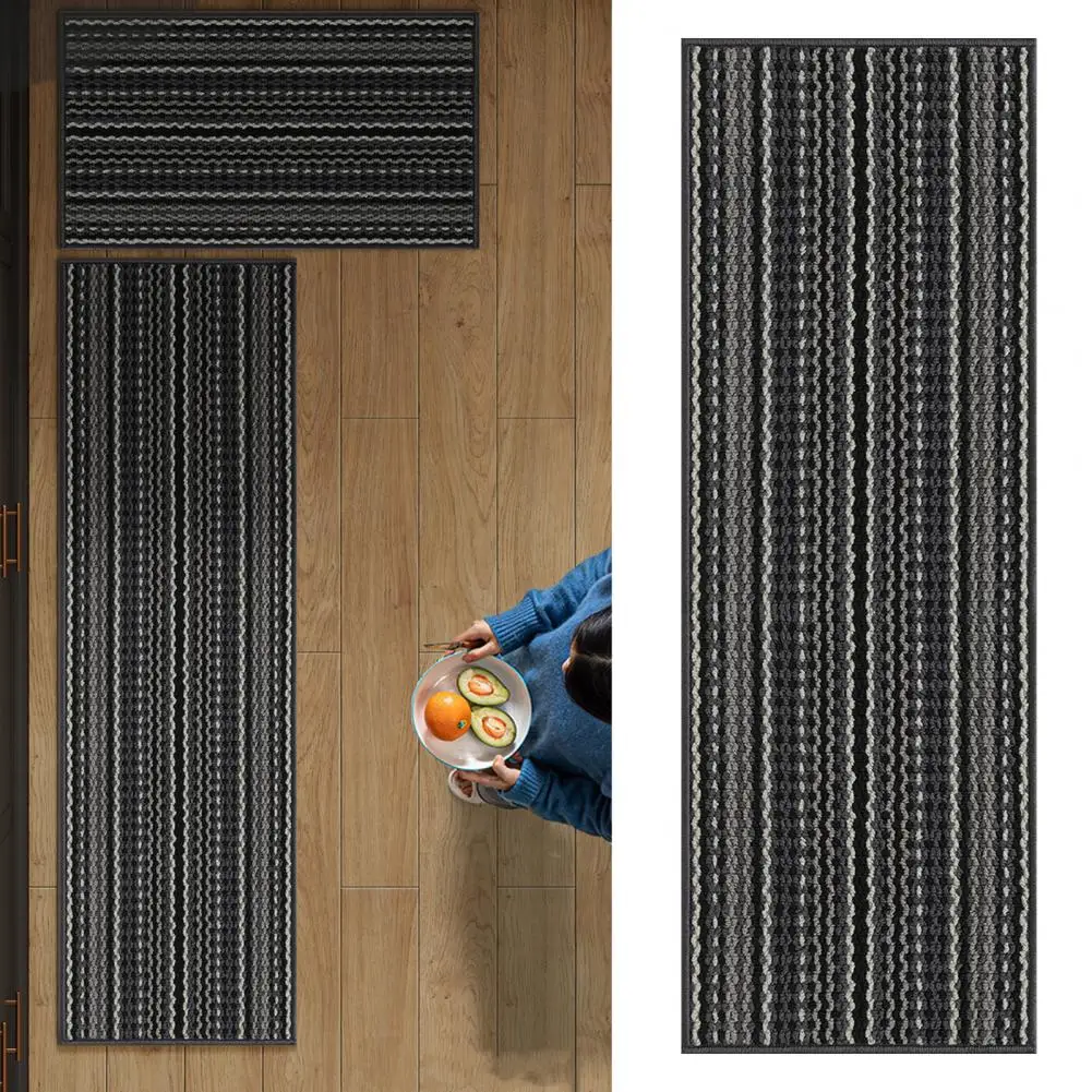 Ribbed Fabric Doormat Soft Non-slip Bathroom Rug Thick Absorbent Washable Carpet for Entry Bedroom Shower Oil-proof Odor-free