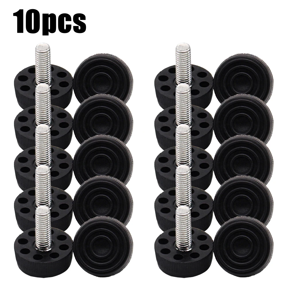 10Pcs Adjustable Galvanized Steel Furniture Legs Anti-slip Base Table Cabinet Leg Pad Feet Leveler M8 Screw Metal Furniture Foot