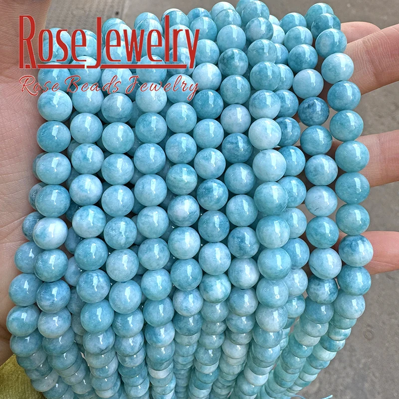 Natural Blue Larimar Chalcedony Gem Beads Stone Round Loose Spacer Beads for Jewelry Making Diy Bracelet Accessories Necklace