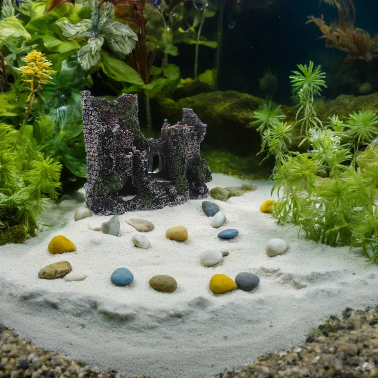 

4pcs Aquarium Decoration Set Realistic Plants Castle Combo Fish Tank Ornaments Artificial Resin Accessories Enhance Reptile