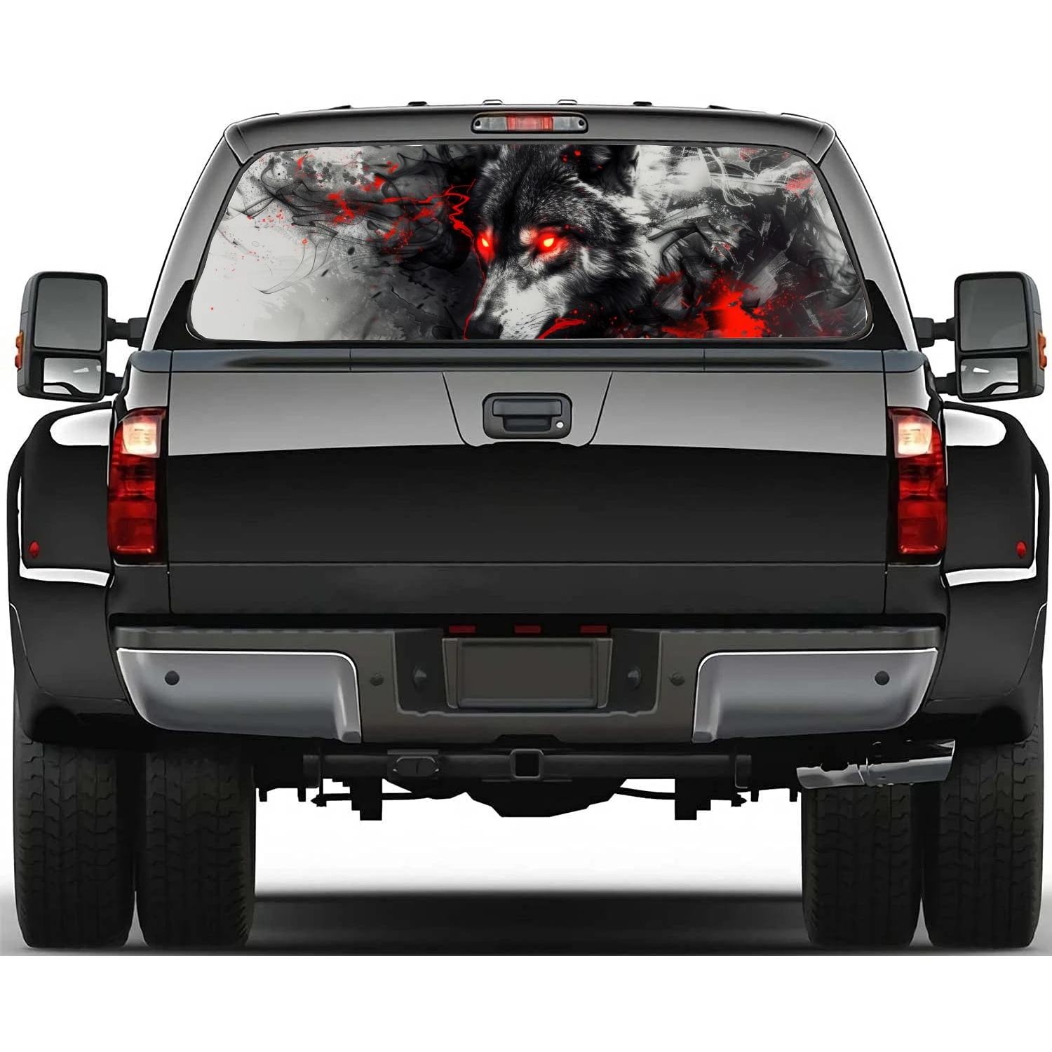 

Brightly Colored Wolf Car Rear Window Decal Fit Pickup,Truck,Car Universal See Through Perforated Back Window Vinyl Sticker