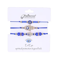 3pcs Blessing Evil Eye Bracelet Set Handmade Lucky Braided Butterfly Flower Bracelet For Women Men Couples Jewelry Set