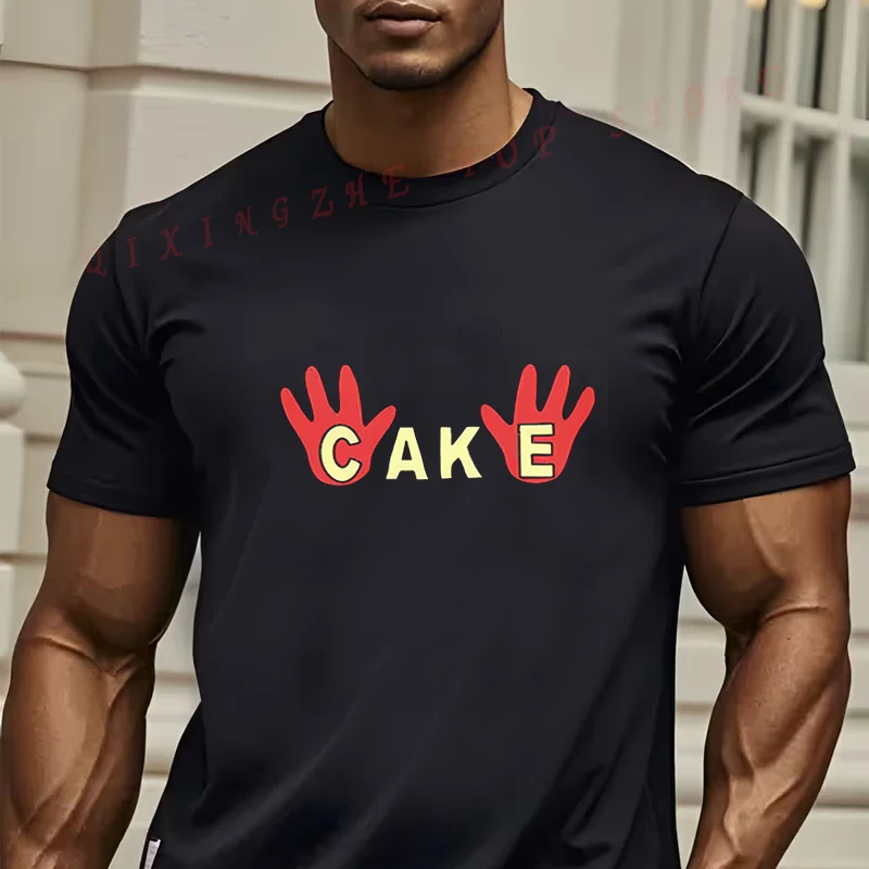 

Men's Funny Cake Themed T-Shirt - Short Sleeve Novelty Top With Cake & Icing Print O-neck Short Sleeve Casual Top