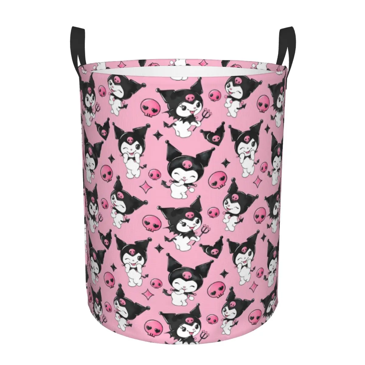 

Cartoon Kuromi Anime Laundry Basket Foldable Cute Skull Clothes Hamper Storage Bin for Living Room