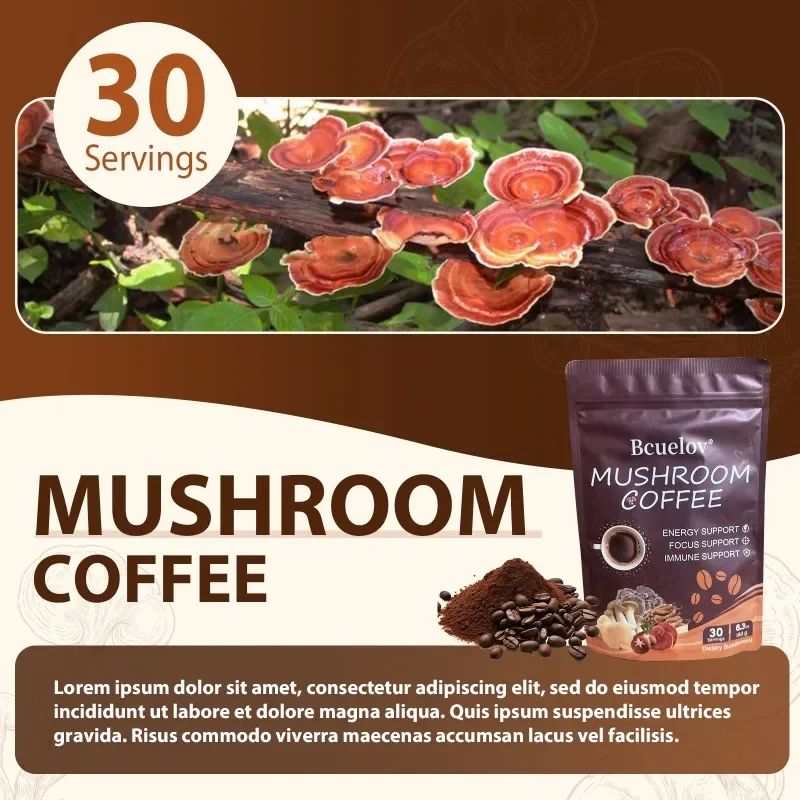 Organic Mushroom Coffee - 6 Types of Mushrooms (Hericium, Cordyceps, Reishi, Etc.) To Support Immunity, Focus & Energy Health