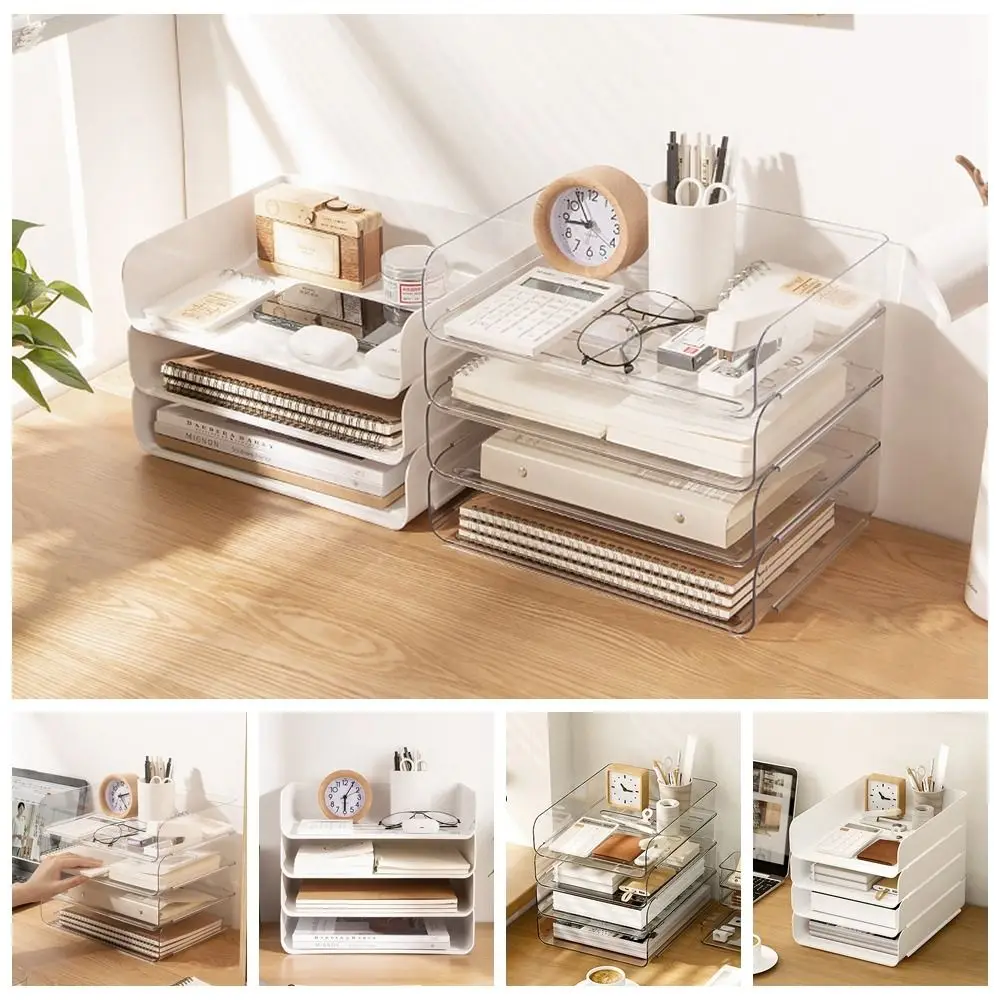 

Simple A4 File Holder Stackable Creative Desktop Storage Box All-purpose Multi-functional File Storage Rack Home