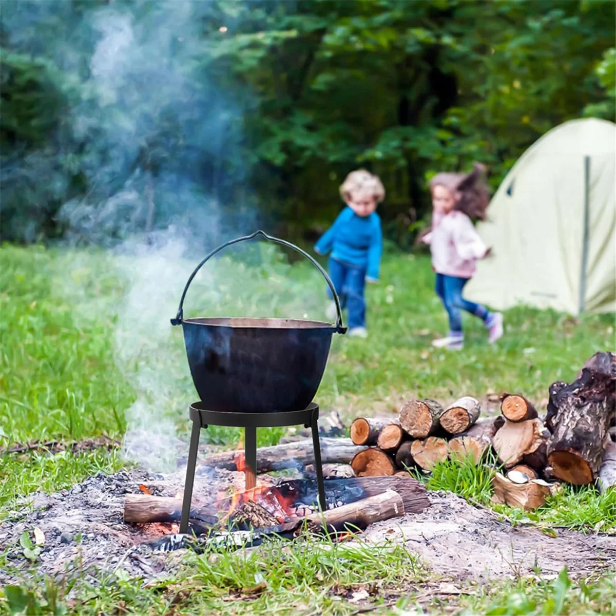 حامل ثلاثي القوائم من ABXHH، حامل ثلاثي القوائم للتخييم قابل للطي، حامل طهي مفتوح للنار، حامل ثلاثي القوائم عالي التحمل، طبخ نار المخيم