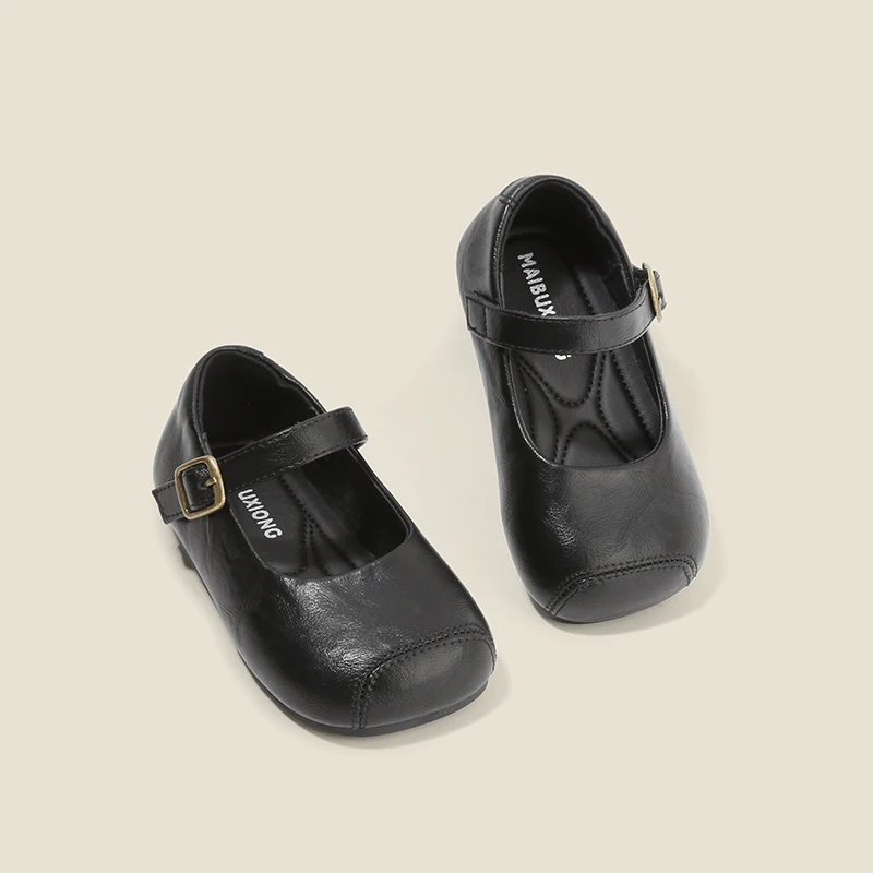 

Маленькие кожаные туфли для девочек среднего и большого размера, нескользящие одиночные туфли с мягкой подошвой, новые дышащие одиночные туфли на весну и осень