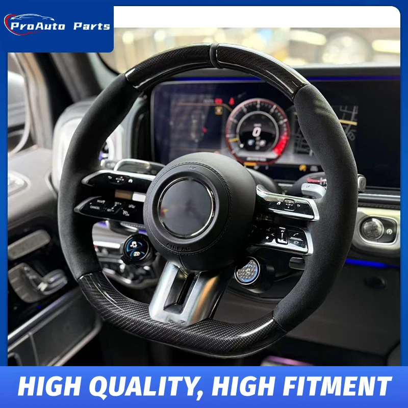 Para Mercedes Benz Classe G W465 2025 + Volante de fibra de carbono |   Volante de fibra de carbono com fundo plano W464 Retrofit Oem Rot