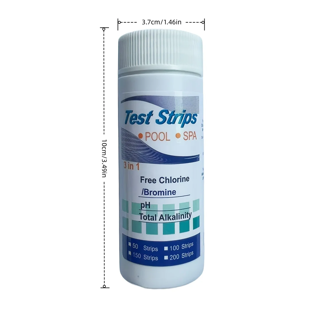 3 in 1 Water Test Strips Free Chlorine pH Total Alkalinity Test Paper for Swimming Pool Spa Hot Tub Water Quality Testing