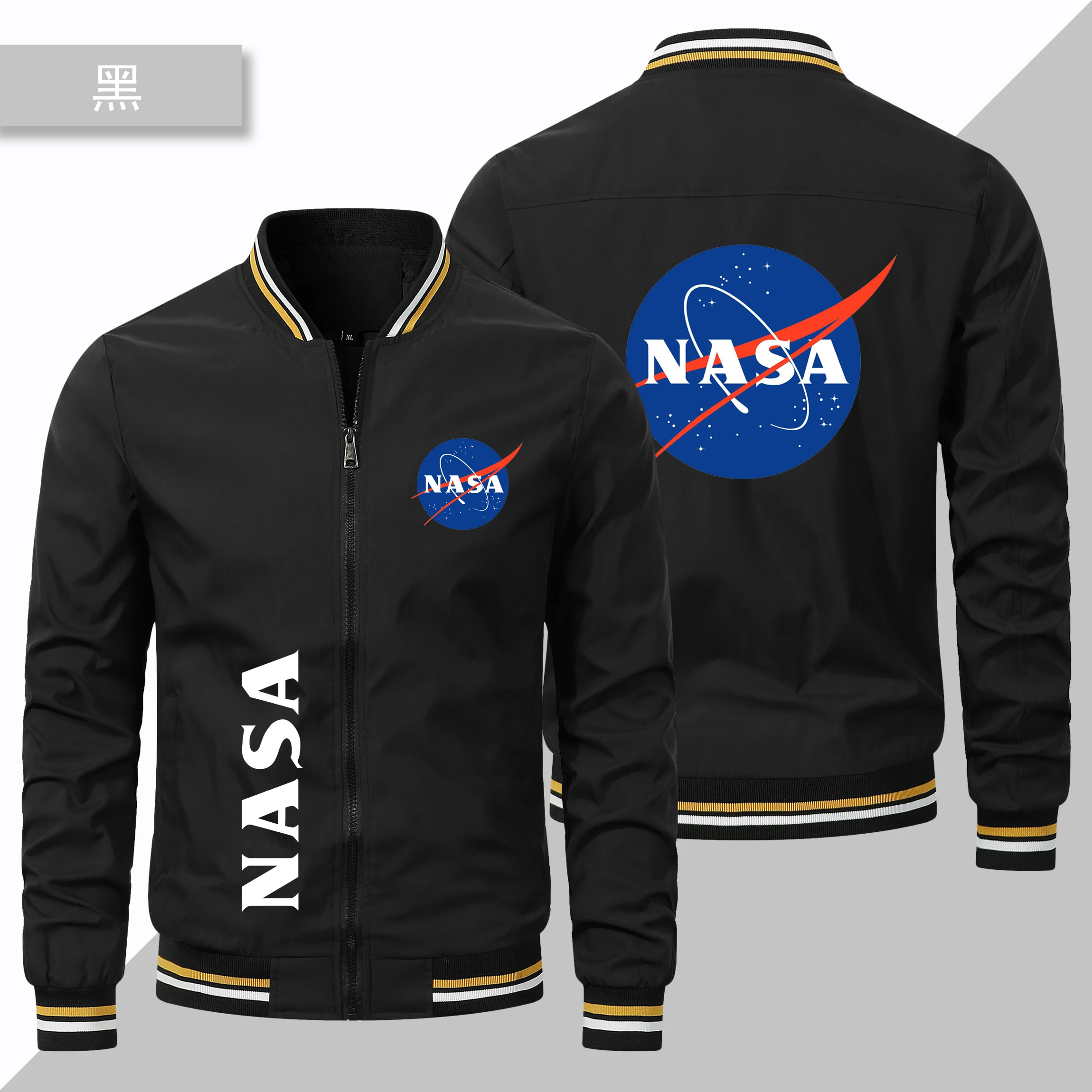 Spring and Autumn High-end Car Logo, NASA Printed Men\'s Jacket, Fashionable Baseball Jacket, Men\'s Casual Outdoor Clothing