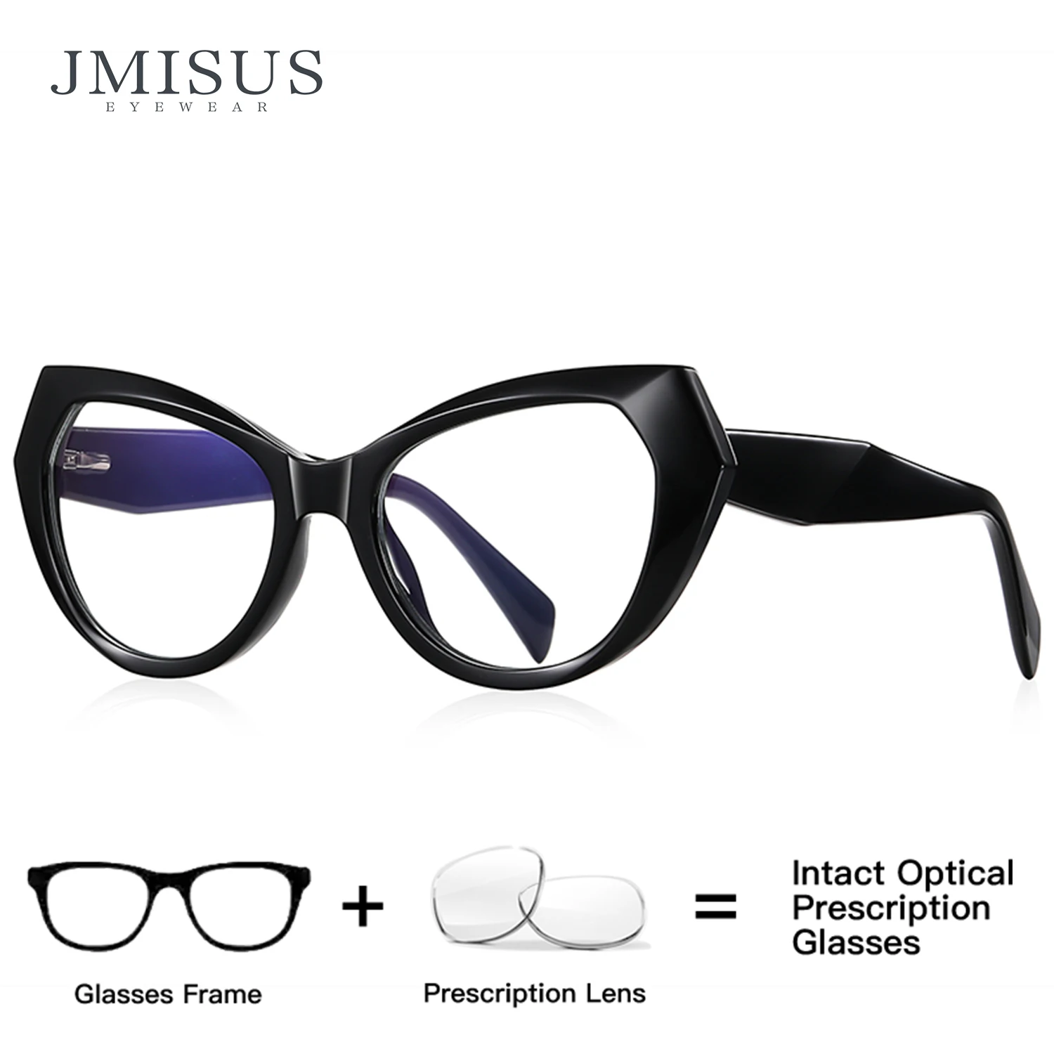 

JMISUS Retro Fashion Square Prescription Glasses For Ladies Handmade Acetate Cateye Frame Multifocal Photochromic