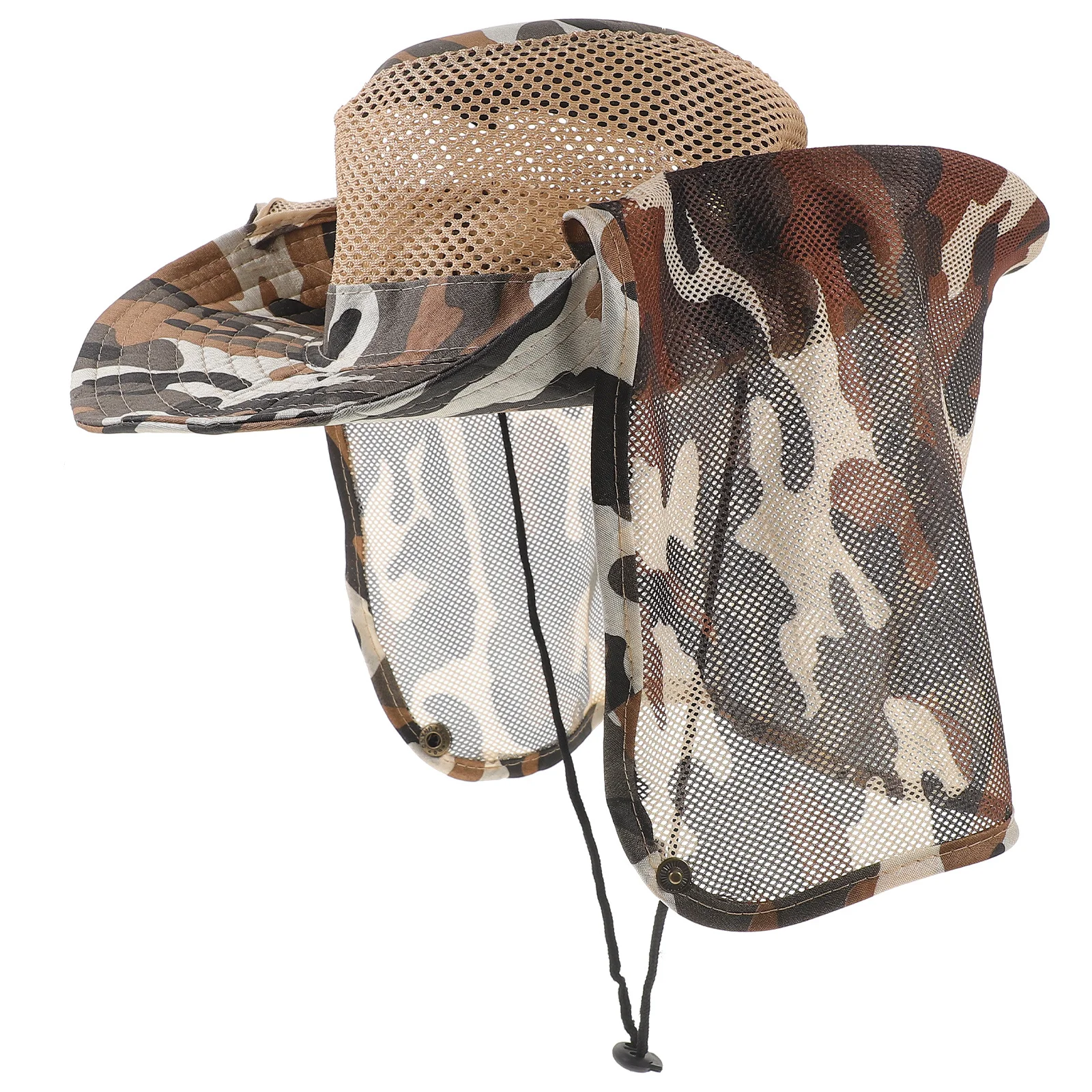 

Camouflage Neck Protection Hat Breathable Anti-Bite Net Flap Outdoor Fishing Boonie Hat Lightweight Quick-Drying Stain Resistant