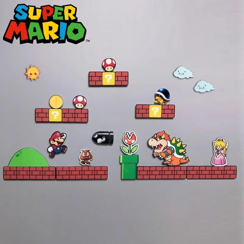 Super Mario Acryl Magneet Mario Luigi Prinses Perzik Yoshi Bowser Goomba Anime Figuur Koelkast Magneet Speelgoed Accessoires Cadeau