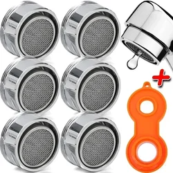 Juego de 1/6, grifo de latón para ahorro de agua, aireador de rosca, grifo de baño, burbujeador, filtro reemplazable, boquilla mixta, pieza de baño de 24mm
