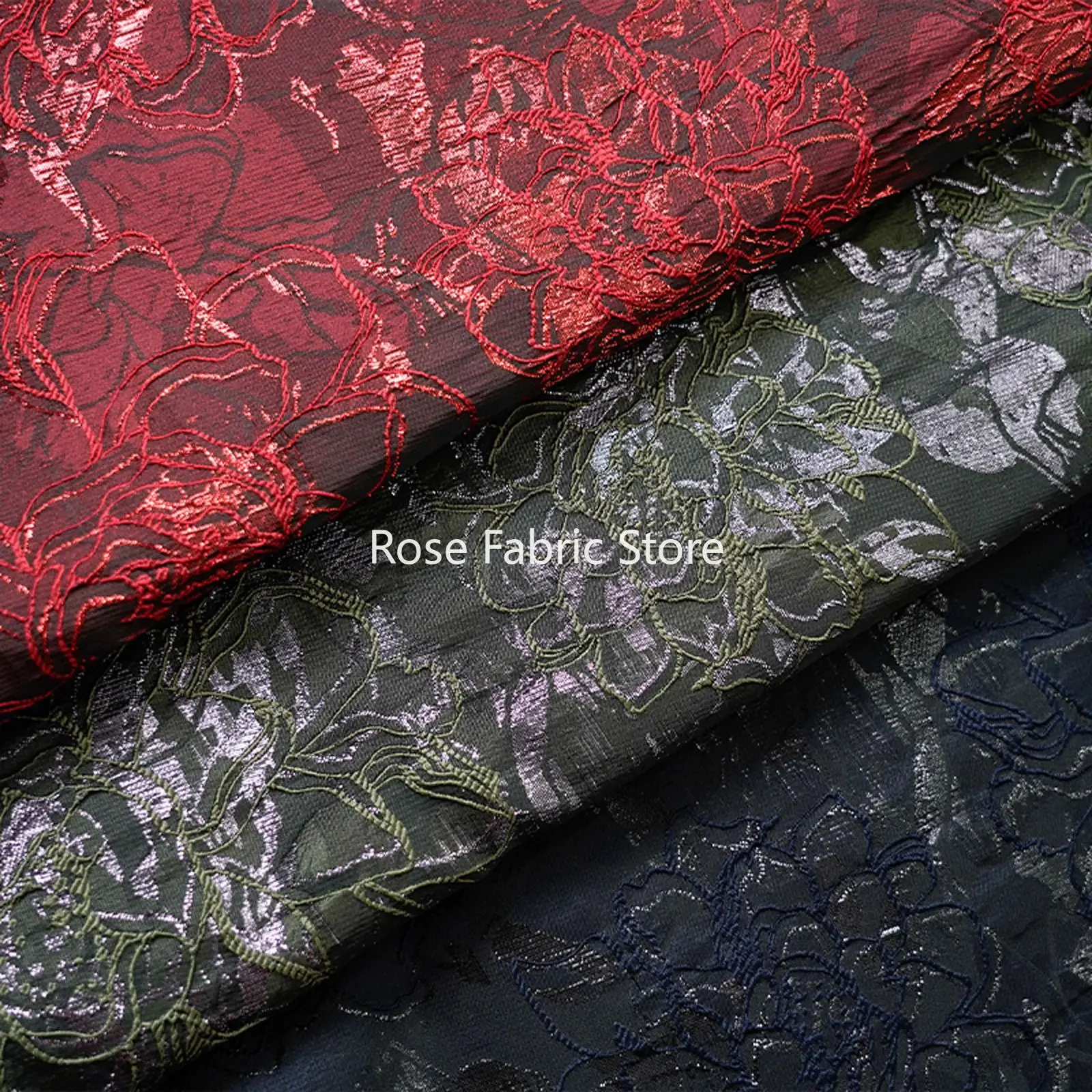 1 meter Dark Embossed Flower Jacquard Fabric Fashionable Dress Suitcase Tote Bag Decorative Sewing Fabric