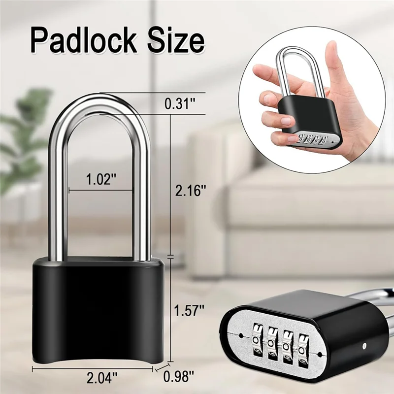 AA08-2Pcs Combination Lock, 4-Digit Heavy Duty Combo Lock, Combination Padlock Outdoor Waterproof Gate Locks For Fence