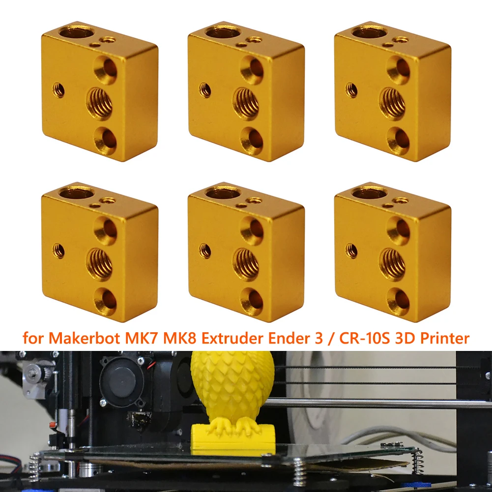 

6pcs 3D Printer Parts for CR-10 Heater Block Extruder for End CR10 Creality Ender 3 All-Metal Aluminium Alloy Print Head