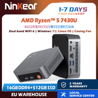 Ninkear M7 Compact Mini PC Windows 11 Linux AMD Ryzen 5 7430U 16GB DDR4+512GB SSD Dual Brand WiFi 6 BT 5.2 Triple-Screen Display