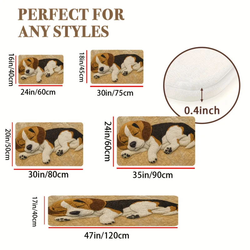VIKAMA Cartoon Beagle Doormat Non-slip, Stain-resistant Kitchen & Bedroom Rug Indoor/Outdoor Area Rug Home Decor
