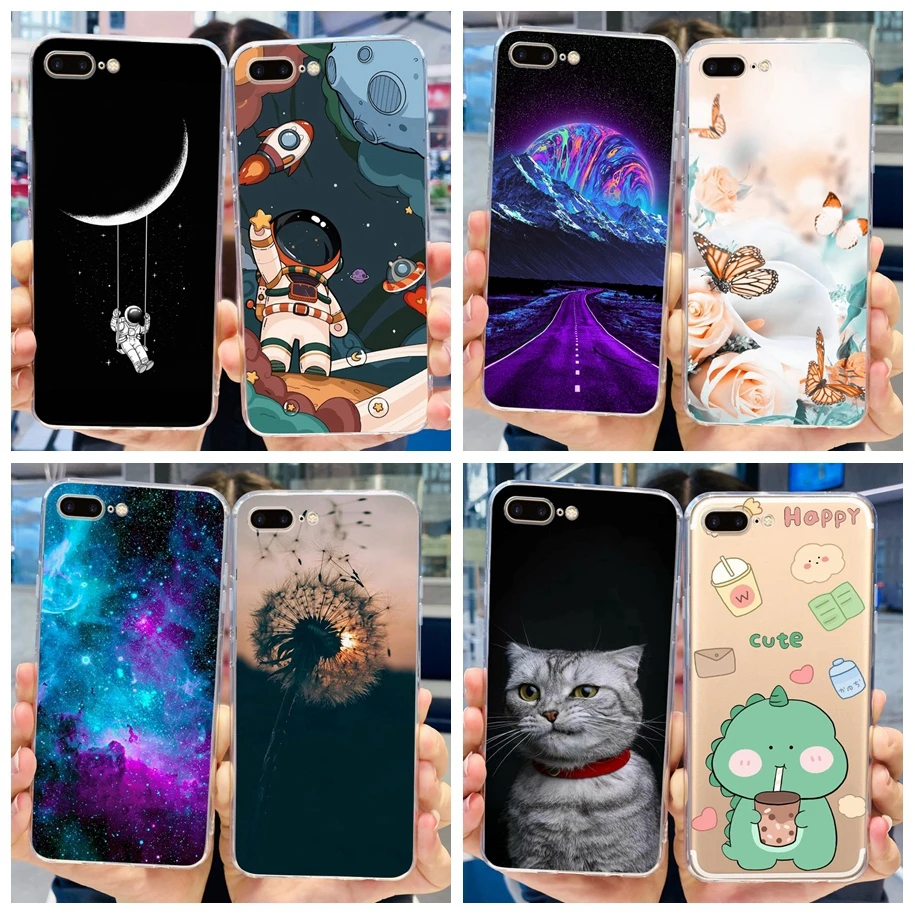 For iPhone 7 8 Plus Case Cover Cute Astronaut Silicone Soft TPU Protective Funda For iPhone7 Plus iPhone8 Plus 7+ 8+ Phone Cases