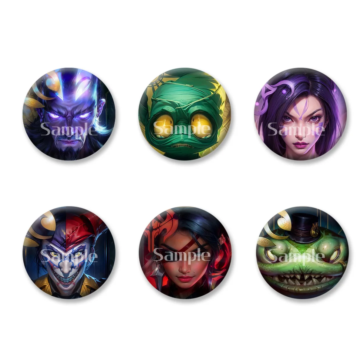 

Ryze Amumu Shaco Samira Tahm Game Role Flash Badges Button PinsBrooch Keychains Makeup Mirror Fridge Magnet Gift for Kid Friends