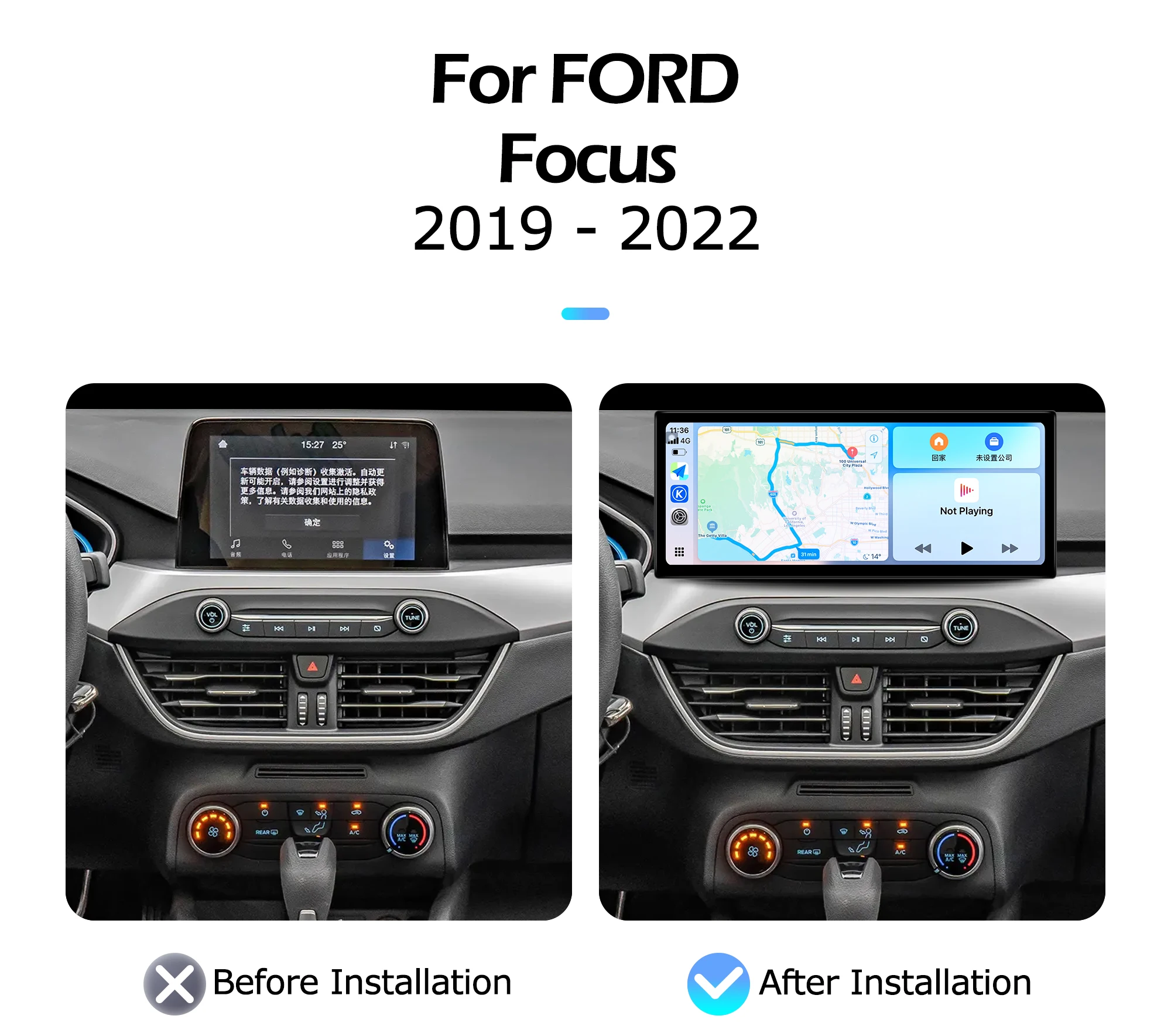 Android OS WIFI 4G 12.3 inch For FORD Focus 2019-2022 Car Radio Multimedia Video Player Navigation GPS Carplay Auto Bluetooth
