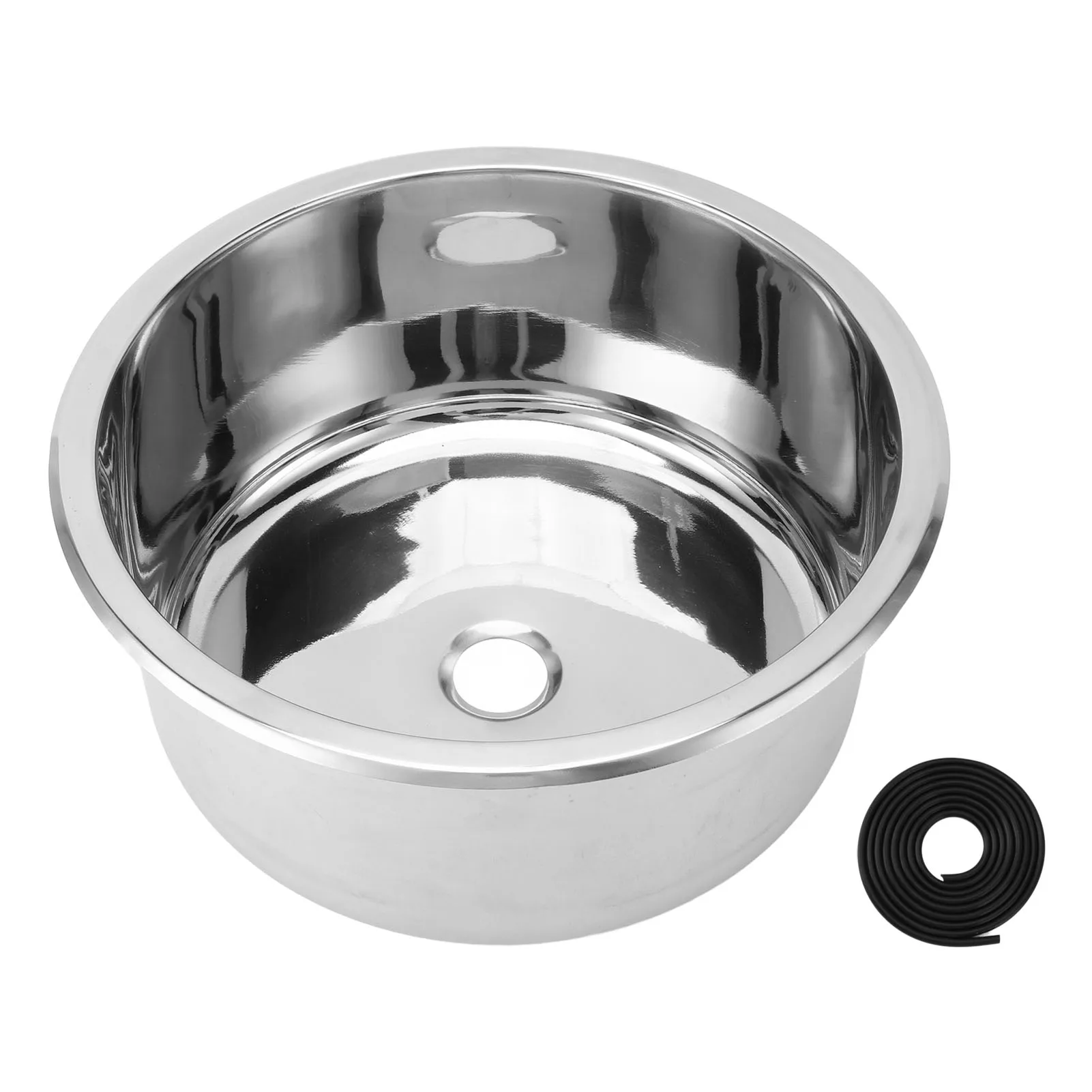 

Кухонная мойка из полированной нержавеющей стали, 12 дюймов, с одной чашей, круглая, с отверстием для слива 40 мм, для лодок, караванов и автодомов