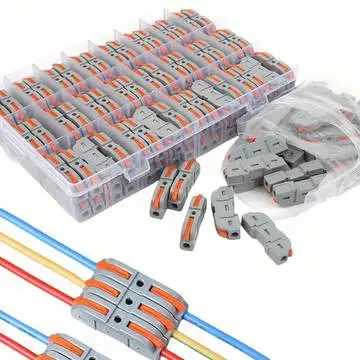 50pcs Compact Wire Connector Lever Connector Nut Electrical Connector for Any Circuit Inline Splice Terminal Block 28-12 AWG