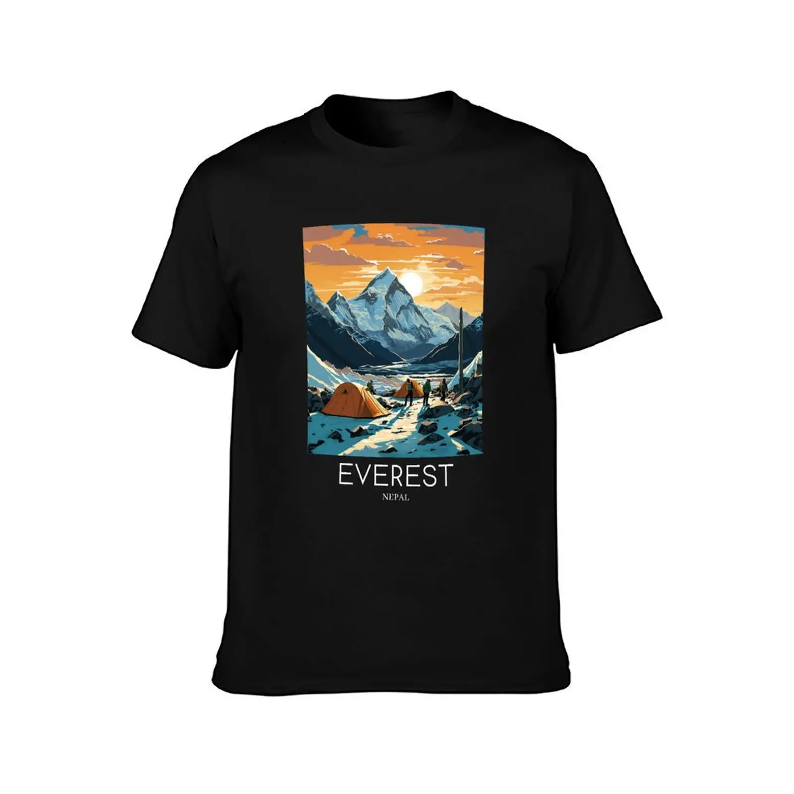 A Pop Art Travel Print of Mount Everest - Nepal T-Shirt Dry Fit Running Short Sleeve Top