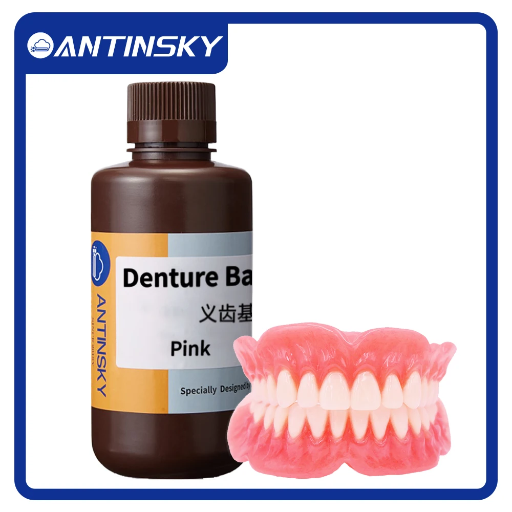 Resina dentale antinsky Base per protesi 405nm 0,5 kg per HeyGears/SprintRay/LuxCreo Stampante 3D LCD Resistenza all'usura Resine dentali 3D
