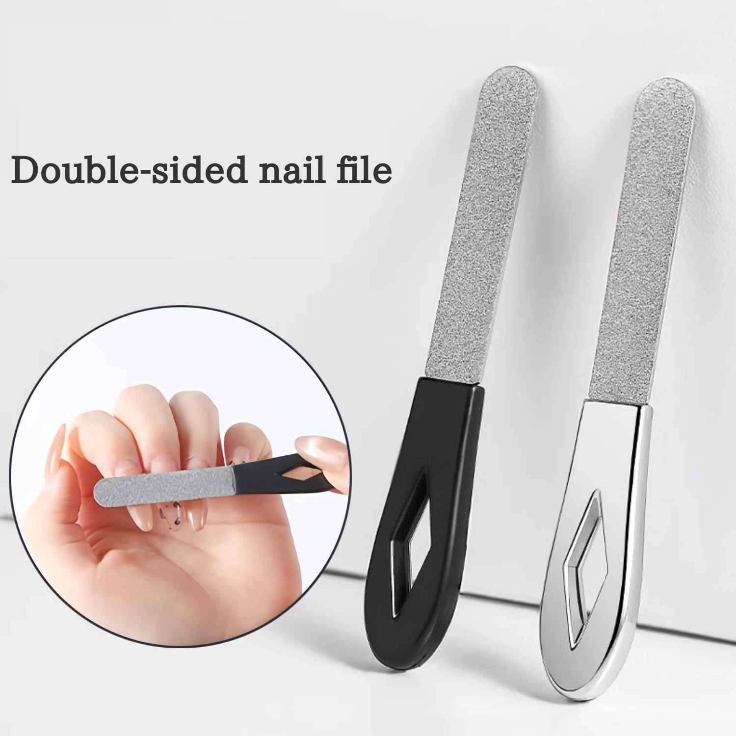 1 قطعة مبرد أظافر صنفرة من الفولاذ المقاوم للصدأ على الوجهين ومطحنة أسنان - مبرد أظافر سميك شديد التحمل مع سطح رمل